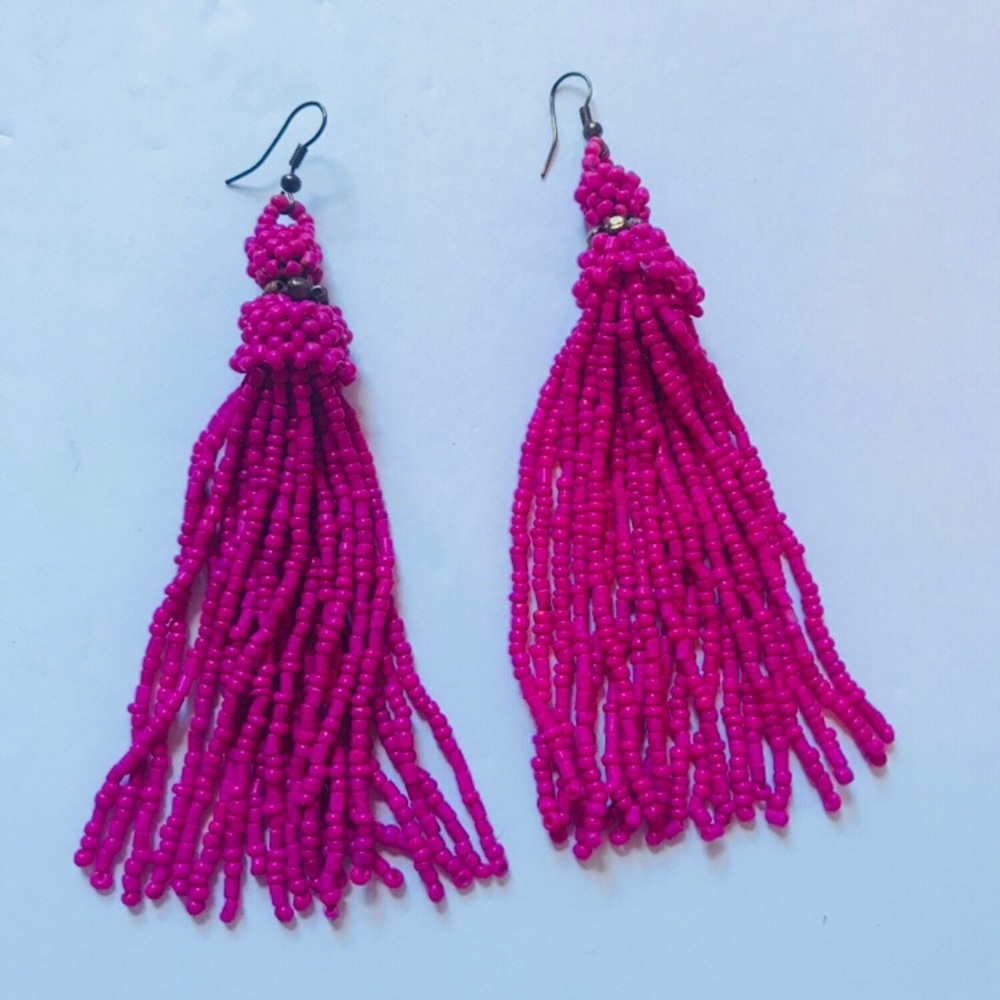 Pink tassel earrings
